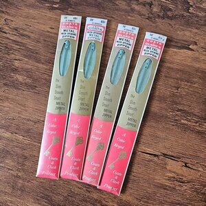 J. & P. Coats Vintage 1950s Lot 4 16" & 20" Aqua Teal Neck Opening Metal Zippers